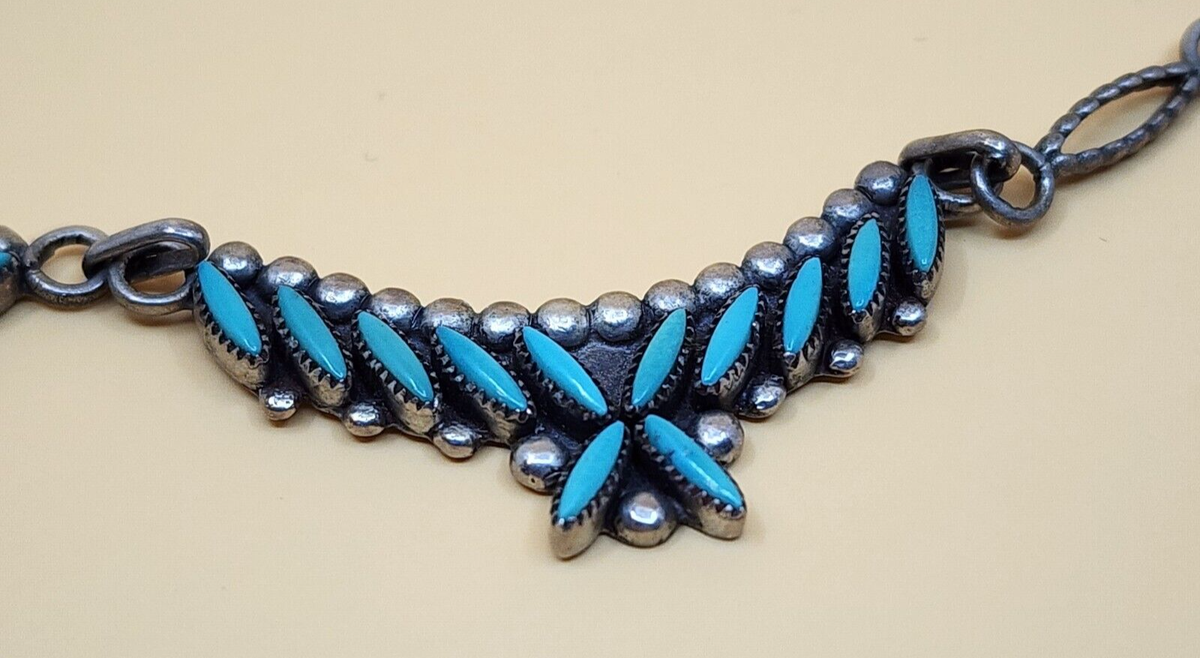 Eddie & Odelle Jaramillo Zuni Necklace Sterling Silver Needlepoint