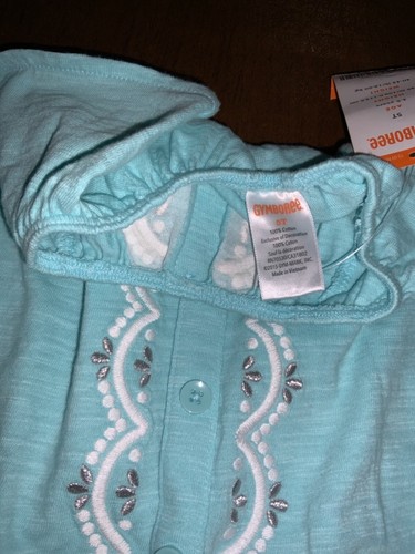 Gymboree Girls Romper Size 5/5T, Teal Blue With Embroidered White & Silver - Picture 2 of 3