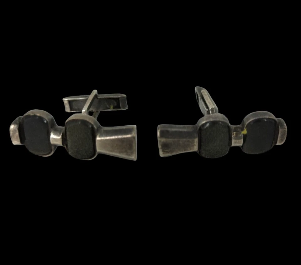 Coppia di gemelli in argento sterling e pietre - Immagine 4 di 4