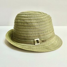 Scala Fedora Mens Hat Sage Green Textured Fabric Buckle Accent One Size Fits All