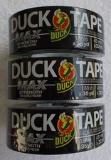  3 Duck Brand Max Strength Duct Tape, Black, 1-Roll Pack, 1.88 Inch x 35 YD