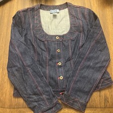 The Look• Womens Blue Red Buttons Jacket Size 12
