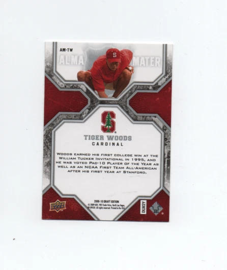 Tiger Woods 2009-10 Upper Deck Draft Edition Alma Mater Stanford Univ. #AM-TW - Image 2 of 2
