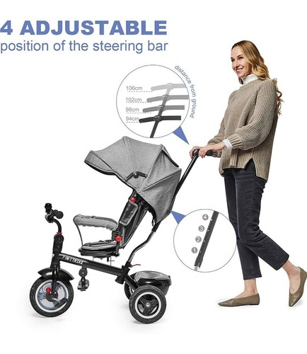 besrey Triciclo 7 In 1 grigio - Foto 3 di 7