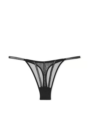 VICTORIA'S SECRET VERY SEXY SHEER SHINE SHINE STRAP MESH THONG PANTY SMALL BLACK - Picture 11 of 14