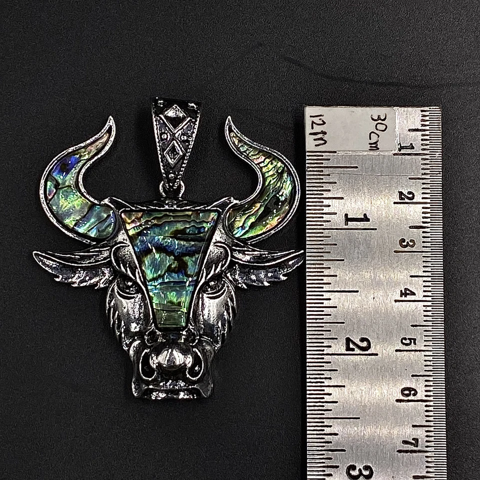 Bulle Kopf Halskette Edelstahl Silber Farbe Charms Anhänger für Damen / Mann Gif - Bild 4 von 4