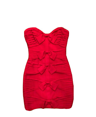 bcbg red cocktail dress MAXAZRIA in a Size 0 OG$380 Strapless/Straps - Optional Dry cleanImportedSIZE Davids Size:28