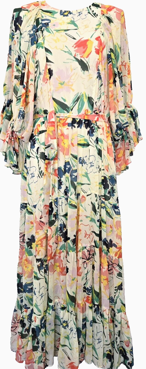 New Ted Baker Kiyrie Balloon Sleeve Floral Tiered Belted