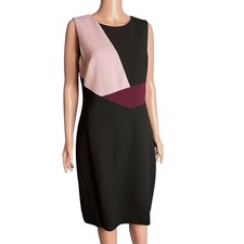 Tahari Arthur S. Levine Sleeveless Color Block Shift Dress 10 Career Work Date