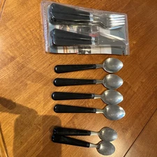 UniqueWear 18 Piece Cutlery Set Partially Boxed Black Handled Sturdy Every Day
