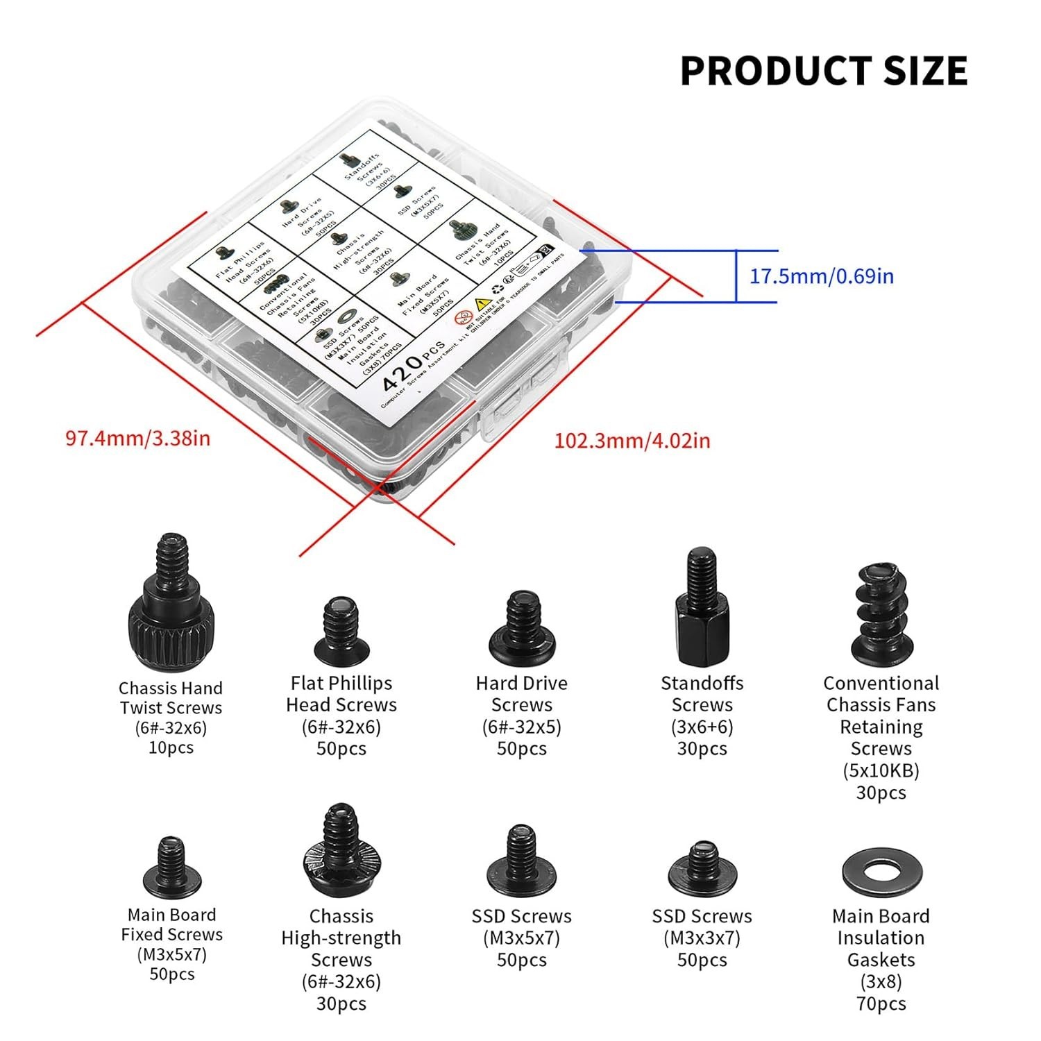 420pcs Computer Screws, Motherboard Standoffs and Screws Kit, Motherboard Scr...
