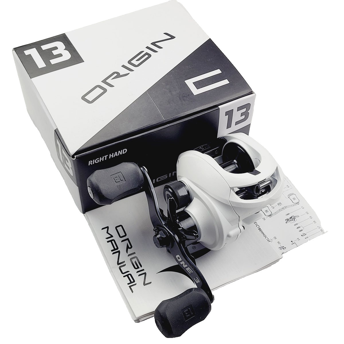 13 Fishing Baitcasting Reel Origin C R/H 7BB White New in Bo