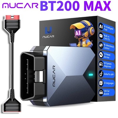 BT200MAX Bluetooth OBD2 Scanner with 16-Pin Extender 15 Resets OBD2 Diagnostic