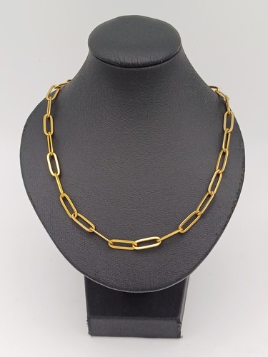 Beautiful Contemporary Chic 4.4 mm Wide Gold Tone Cable Chain Necklace