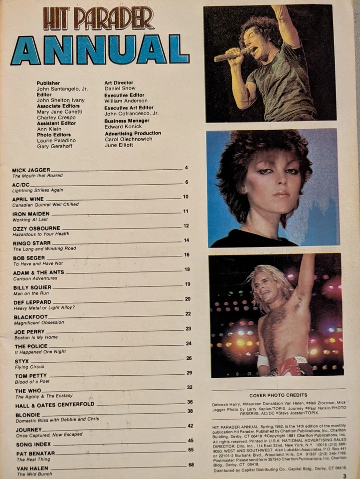 Hit Parader Magazine Spring 1982 ANNUAL Journey, Van Halen, Stones, Blondie, Who - Image 2 of 4