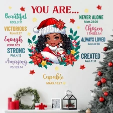 Mfault Christmas Black Girl Inspirational Wall Decals Stickers Xmas Decor