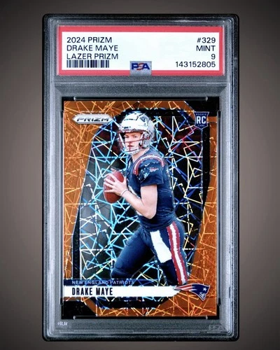 2024 Prizm Drake Maye Orange Lazer RC Psa 9