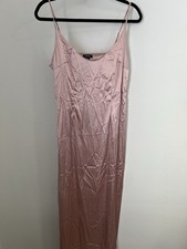 NWT boohoo Soft Pink Satin Maxi Dress US 8 #0174