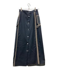 Creolme Navy Polyester Snap Button Straight Skirt S