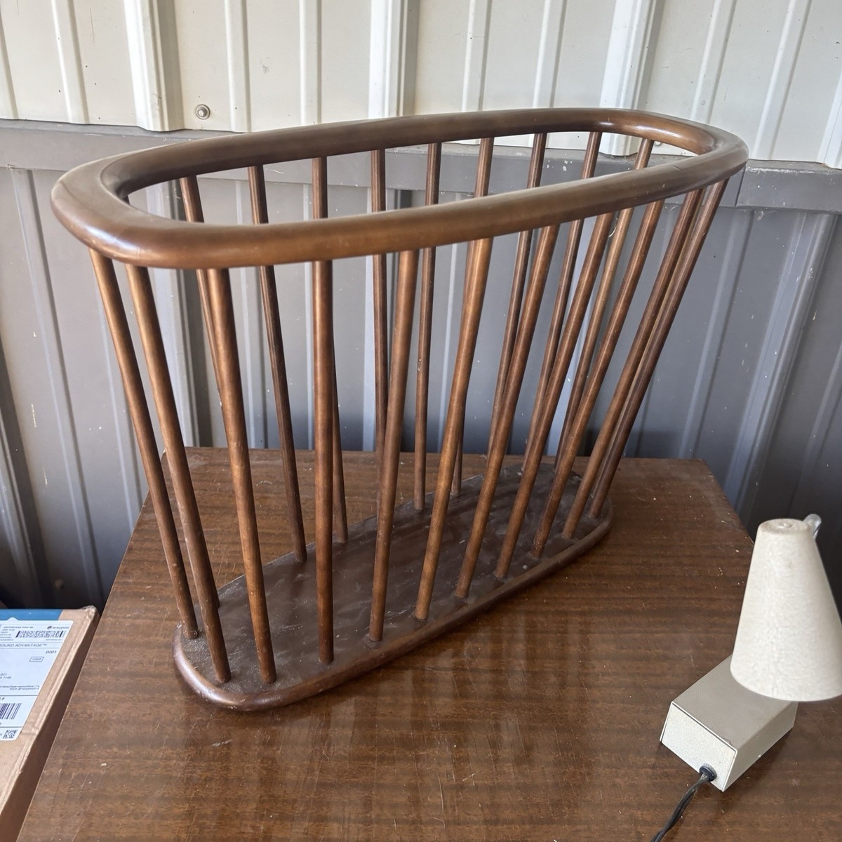 Mid Century Modern Walnut Spindle Magazine Rack by Arthur Umanoff