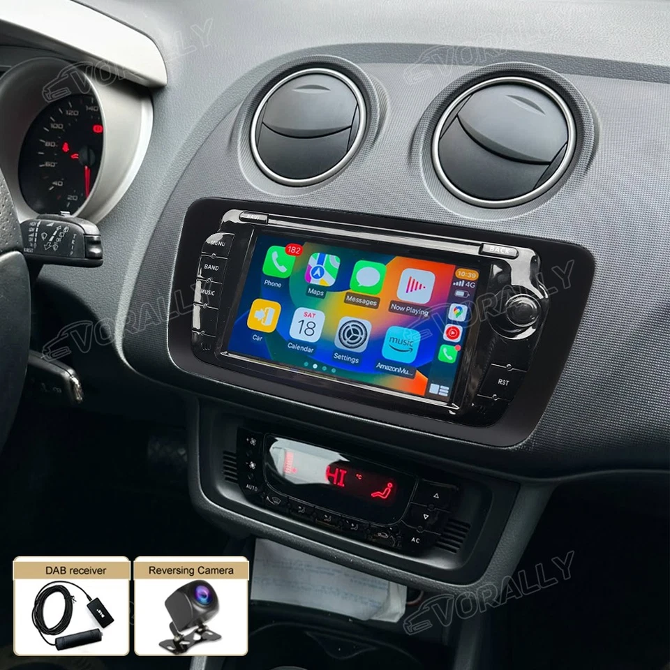 VORALLY DAB+ 4+64G CarPlay Android15 Radio Stereo HeadUnit For SEAT IBIZA 6J 2009-2013