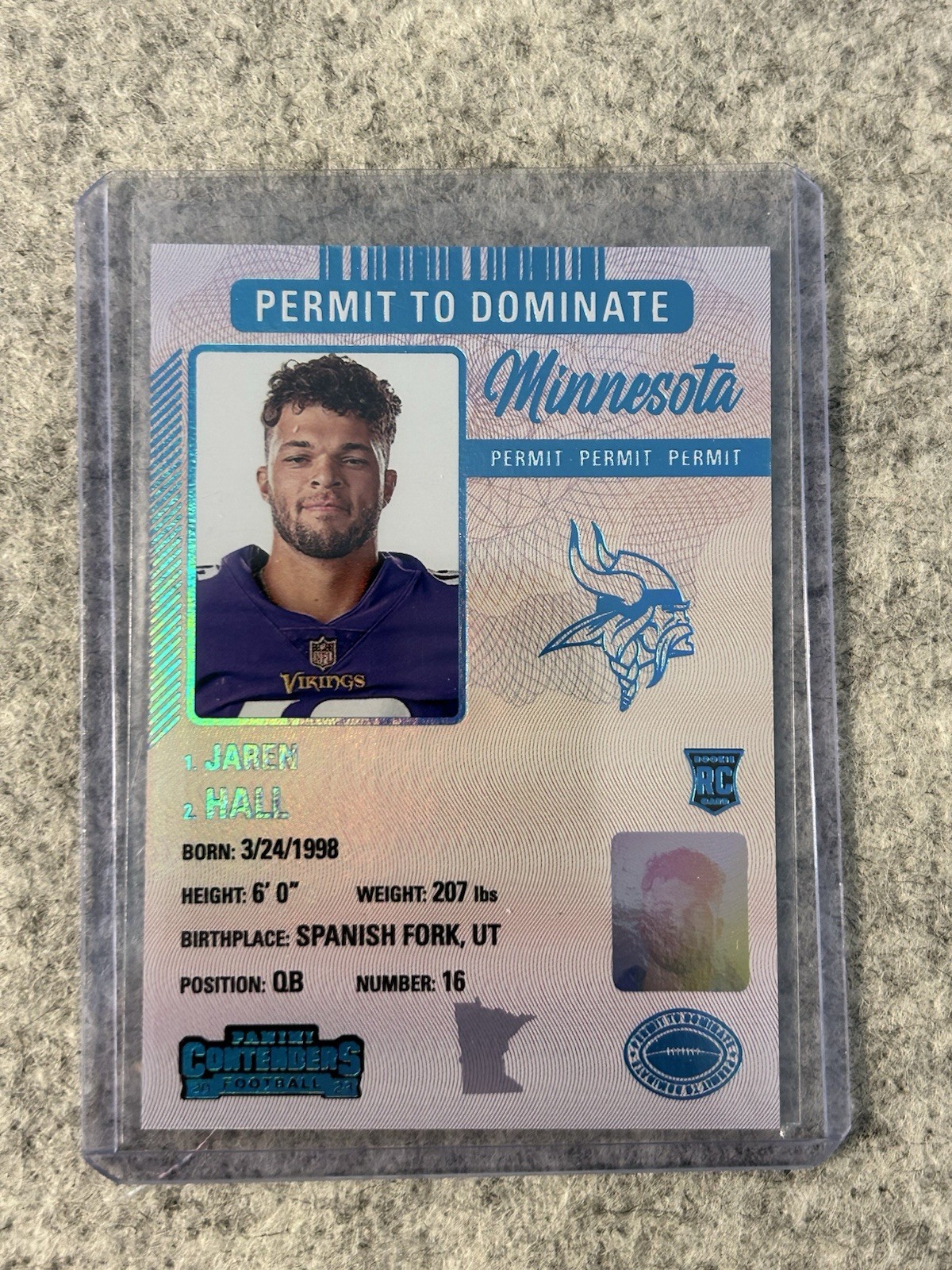 Jaren Hall Panini Contenders Permit to Dominate #17 Base