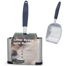 Full Metal Cat Litter Scoop with Holder, Stainless Steel Cat Litter Scooper H...