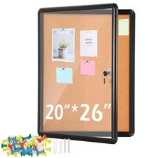 Enclosed Bulletin Board 20 x 26 Inches Lockable Notice Board Aluminum Framed ...