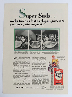 Octagon Super Suds Soap Magazine Cut Print Ad 1928 Good Housekeeping