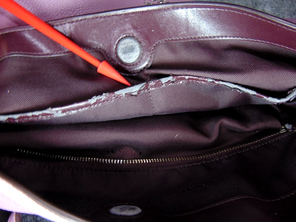 Coach Edie 31 Shoulder Bag Purple Pebble Leather Silver Hardware Purse FLAW - Image 3 of 4