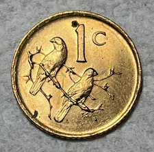 1984 South Africa 1 cent Coin Cape Sparrows on Branch Bird Animal Wildlife