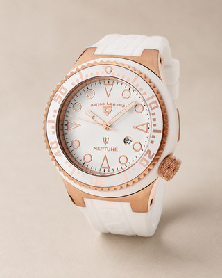 Swiss Legend Men's Neptune White Silicone Rose Gold Watch 21818D-RG-02-WHT
