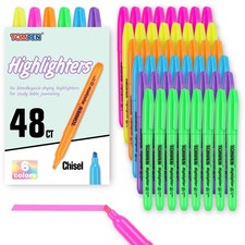TOMPEN Highlighters Bulk 48 Pack 6 Assorted 1 Count Pack of 48 , Multicolor