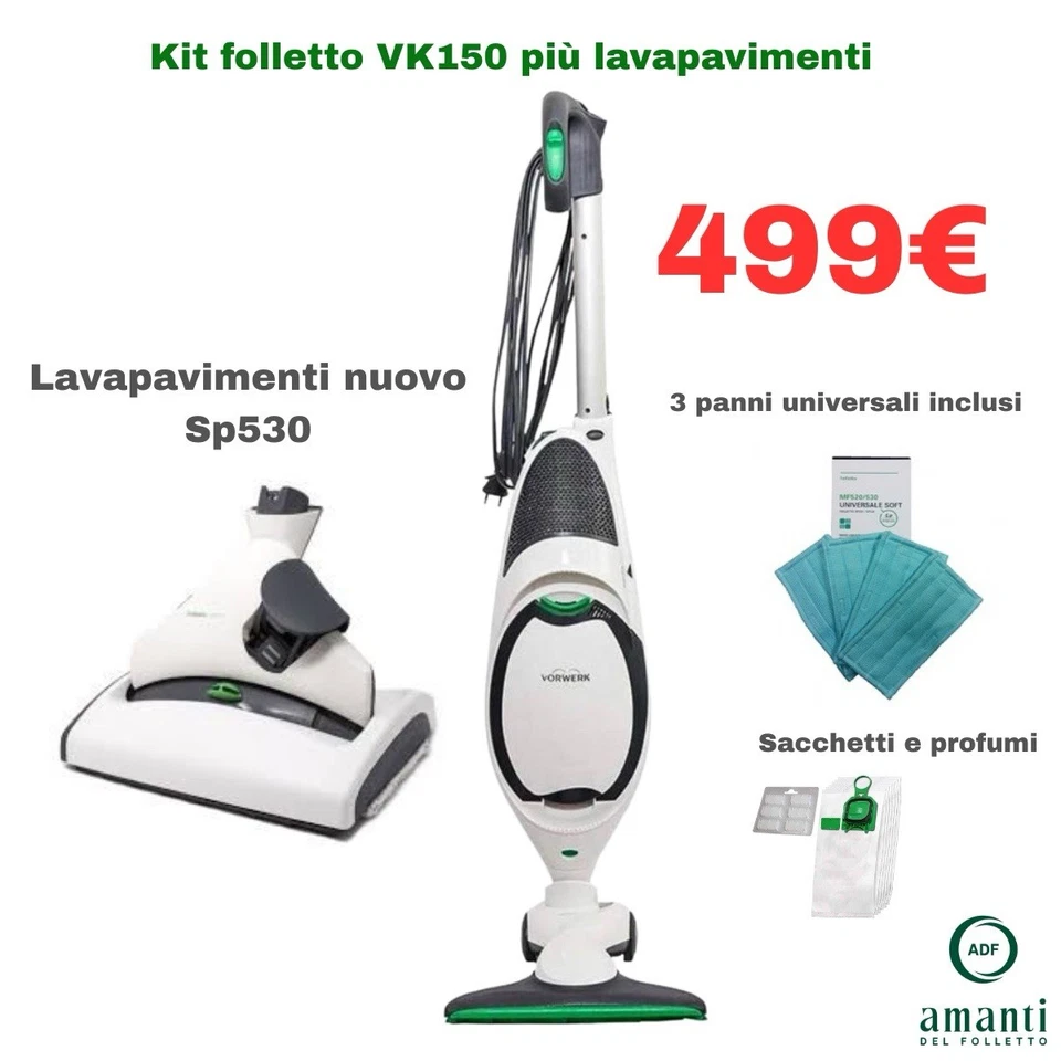 Vorwerk Folletto VK150 Staubsauger Vertikal Weiß Mit Beutel HEPA 900 W 2 L - Bild 1 von 1