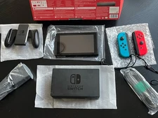 Nintendo Switch Console Neon Red/Blue CIB Complete With Box - Tested And Working