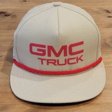 Vintage Gmc Truck Hat Snapback Beige Brown Red Rope 80s 90s Made Usa Trucks