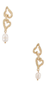 Authentic Amber Sceats 24K Gold Plated Heart Pearl Earrings, $99, Brand, J55