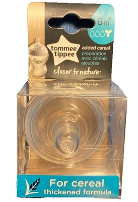 Tommee Tippee Closer to Nature Thick Added Cereal Baby Bottle Nipples 2 Pk, NEW