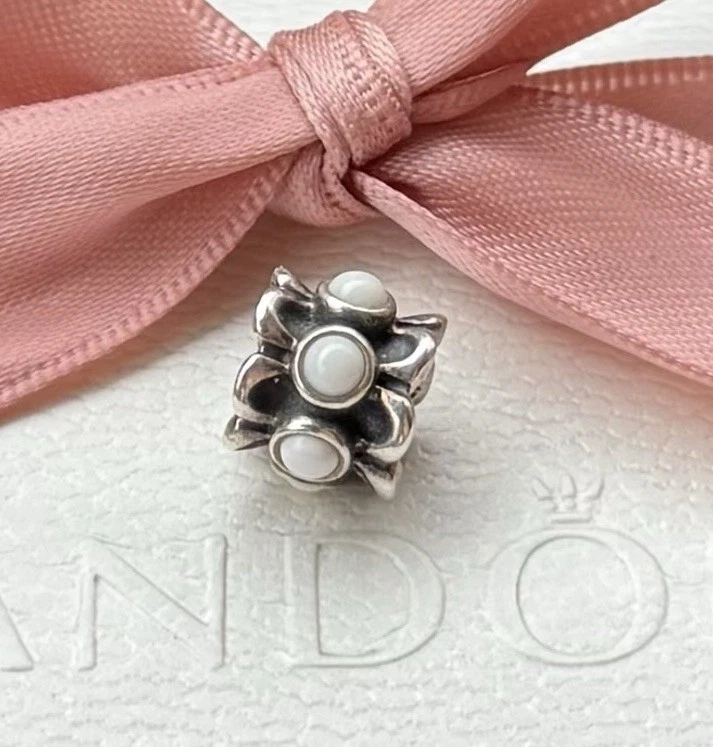 Original Pandora Charm Element „weißer Achat“ 925 silber #790470AGW