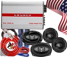 4x Power Acoustik  6x9″ & 6.5″ Speakers + Crunch SA-1100.4 Amp + 4CH Amp Kit
