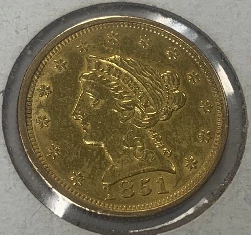 1851 GOLD US $2.5 DOLLAR LIBERTY HEAD QUARTER EAGLE COIN ~ PRE-CIVIL WAR ERA