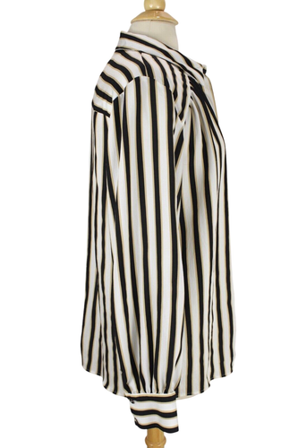 Anthropologie MAEVE Silky Striped Shirt size M Button Front Long Sleeve Chic - Picture 10 of 21