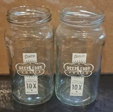 [2]Deep Eddy Vodka, Mason Jar type glasses, logo on front, ounces on sides