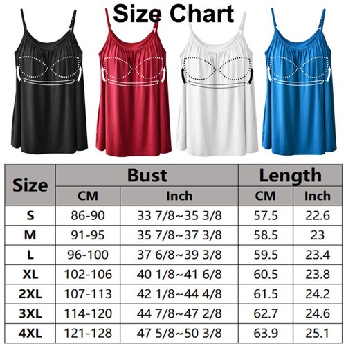 US Women Fit Camisole with Built in Bra Adjustable Spaghetti Strap Camis TankTop - Picture 30 of 53