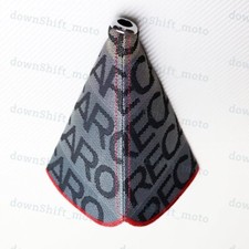 Jdm Red Stitches Recaro Racing Hyper Fabric Shift Knob Shifter Boot Cover Mtat