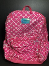 Justice Pink Mermaid Fish Scale Flip Sequin School Backpack Book Bag Full Size