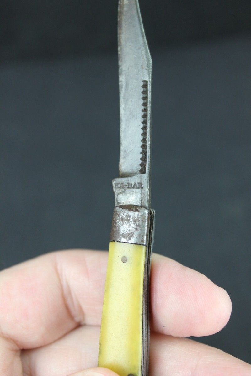 vintage KABAR pocket knife 1950-1970 ka-bar two blade yellow