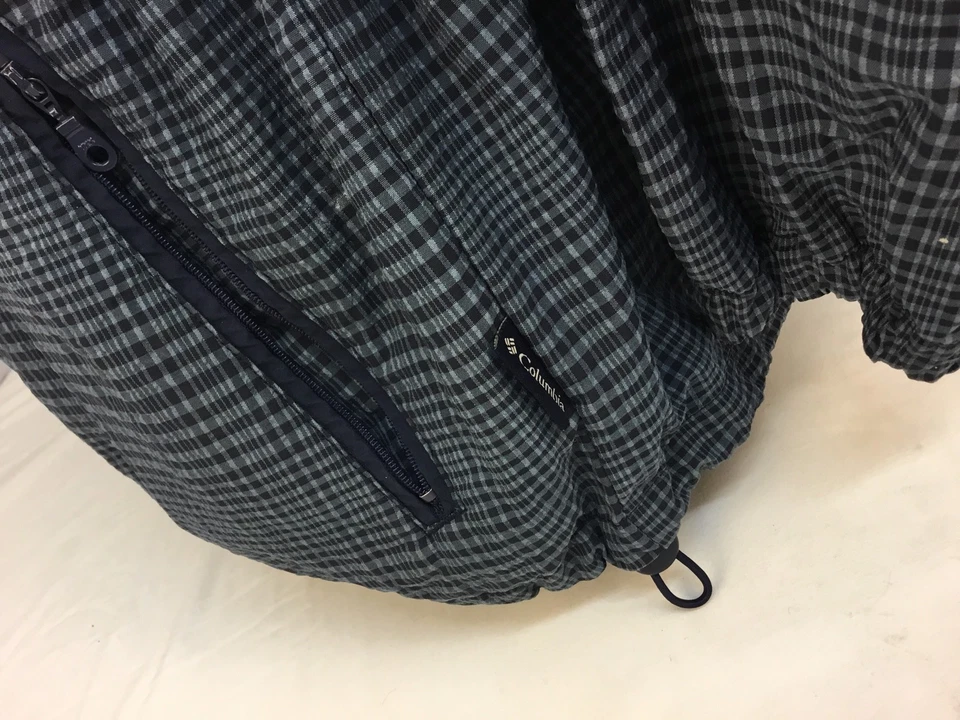 Jaqueta Columbia média xadrez azul náilon poli comprimento da coxa forrada em excelente estado usado YGI RE2159 - Imagem 4 de 4