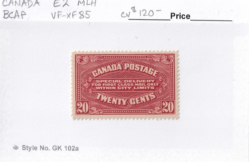 MATT'S STAMPS CANADA SCOTT #E2, 20-CENT SPECIAL DELIVERY, VF/XF-85, MLH CV$120 - Picture 3 of 3