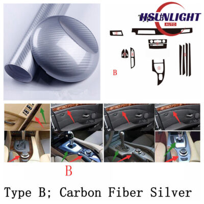 #5D Carbon Fiber Film Interior Switch Panel Stickers For BMW 2001-10 E60 520 525